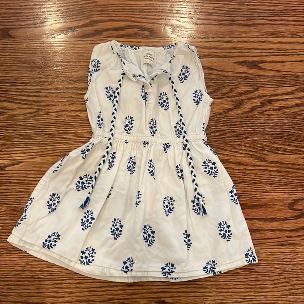 Blue and white printed dress